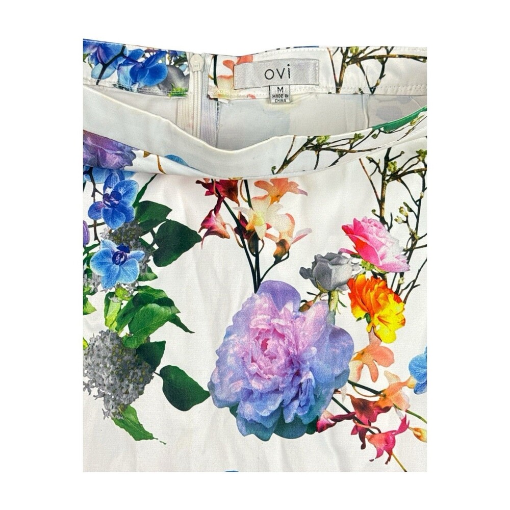 OVI Floral Blazer Skirt Suit Set Women’s Medium White Multicolor Cotton Stretch - Picture 10 of 14